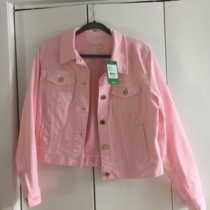 NWT Lilly Pulitzer Pink Denim Jacket Size L